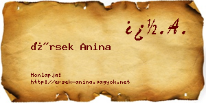 Érsek Anina névjegykártya
